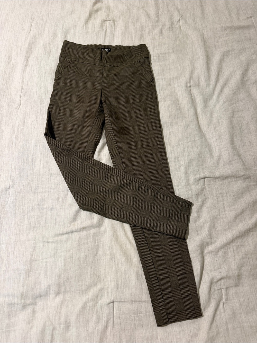 Soho Apparel Brown Plaid Ponte Pants